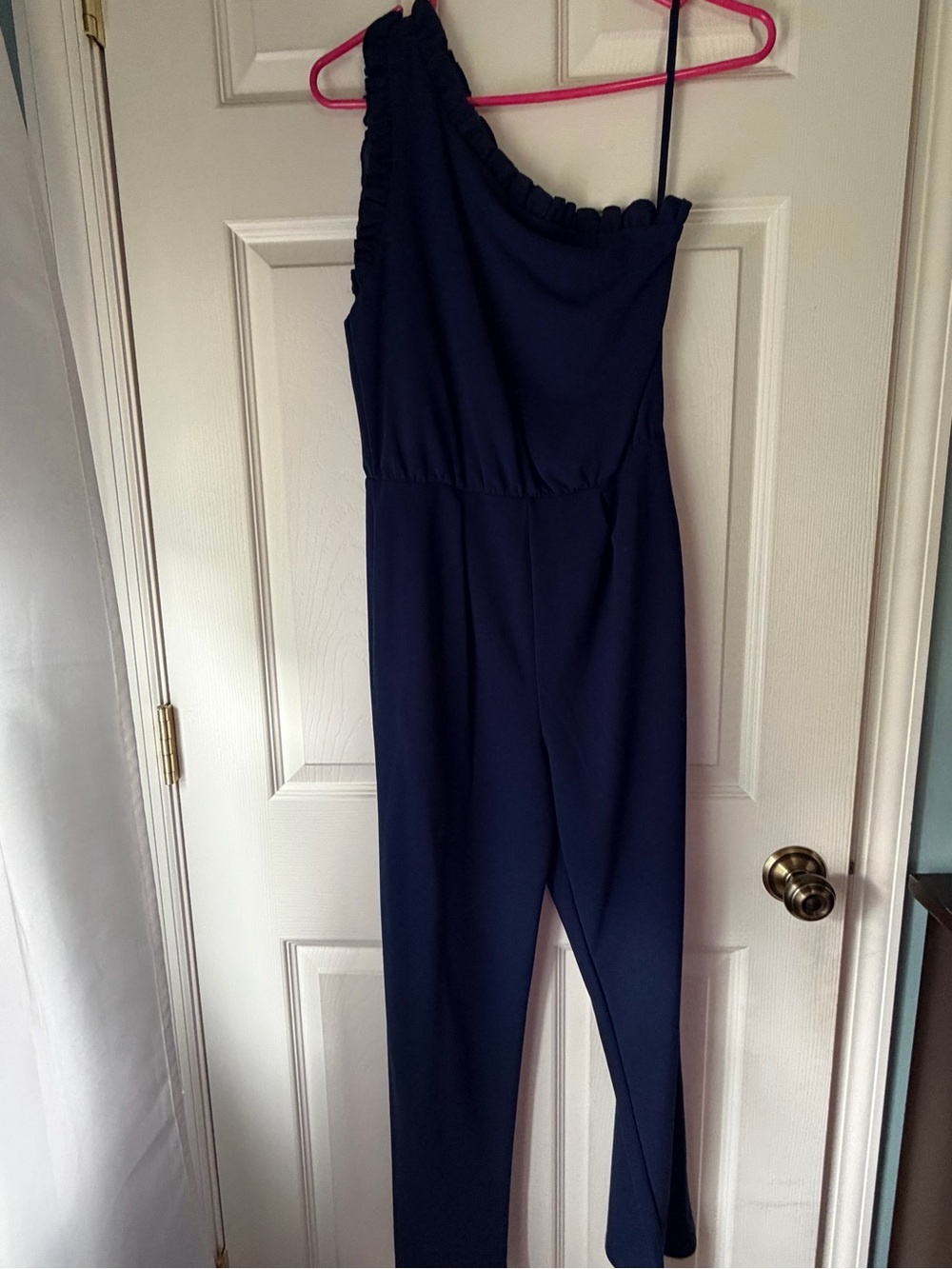 The Vanity Room Navy One-Shoulder Jumpsuit